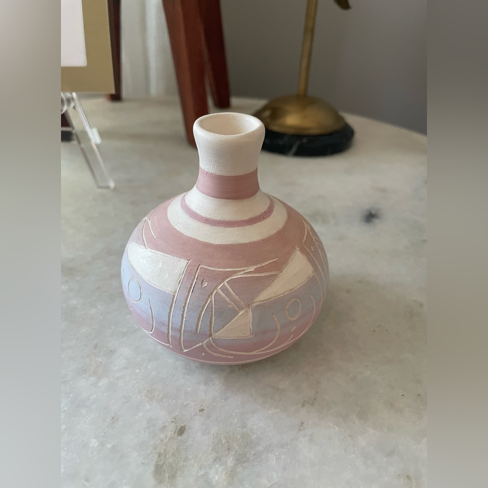 vintage navajo etched bud vase